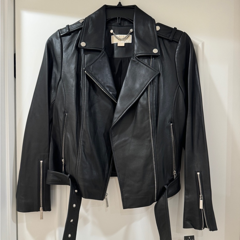 Michael Kors Women’s Leather Moto Coat